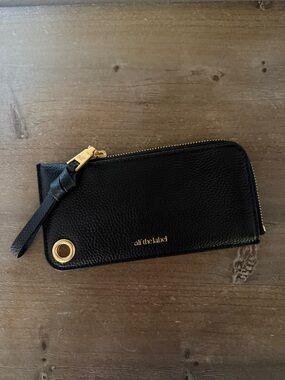 Alf the Label Black Leather Zip Wallet with Gold Hardware - Brand New